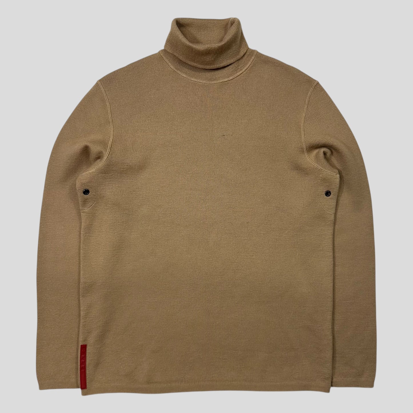 Prada Sport 00’s Ventilated Roll-neck Camel Knit Jumper - IT48 | Default Title, Multicoloured