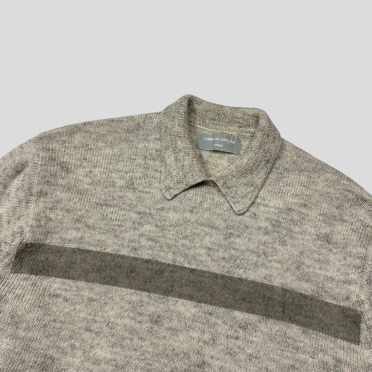 Comme Des Garçons 1995 Homme Striped Wool Collared Cardigan - M | Medium, Cream