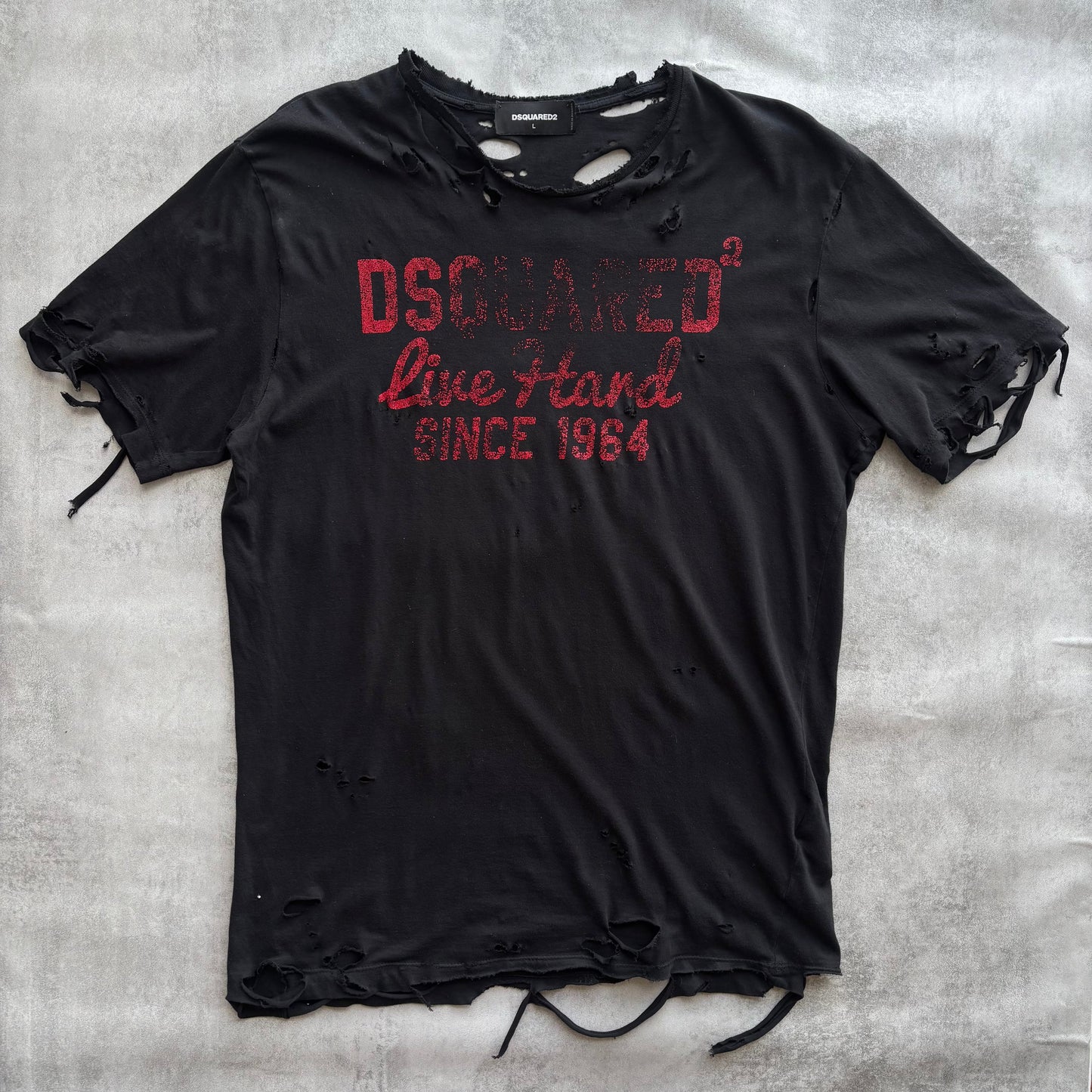 DISTRESSED DSQUARED2 T-SHIRT | O/S, Black