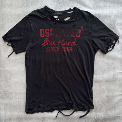 DISTRESSED DSQUARED2 T-SHIRT | O/S, Black