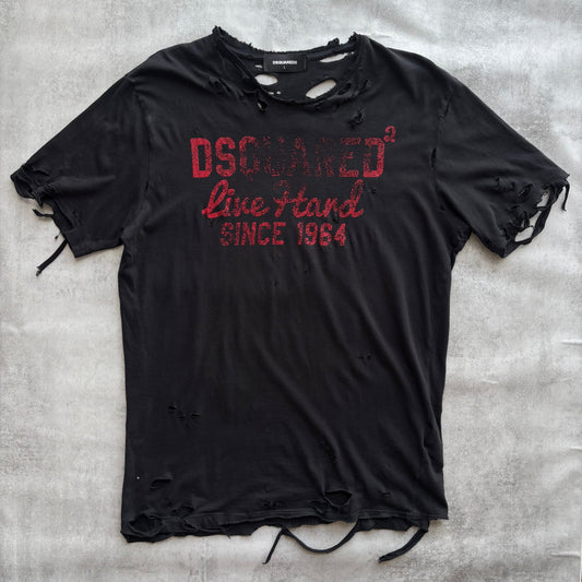 DISTRESSED DSQUARED2 T-SHIRT | O/S, Black