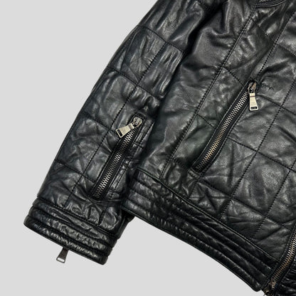 Neil Barrett 00’s Lambskin Leather Moto Puffer Jacket - M/L