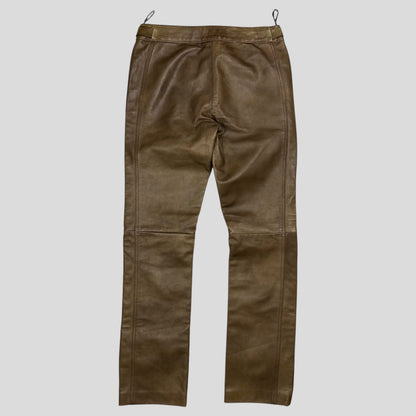 Prada Milano 00’s Khaki Brown Leather Moto Trousers - IT40 | Default Title, Multicoloured