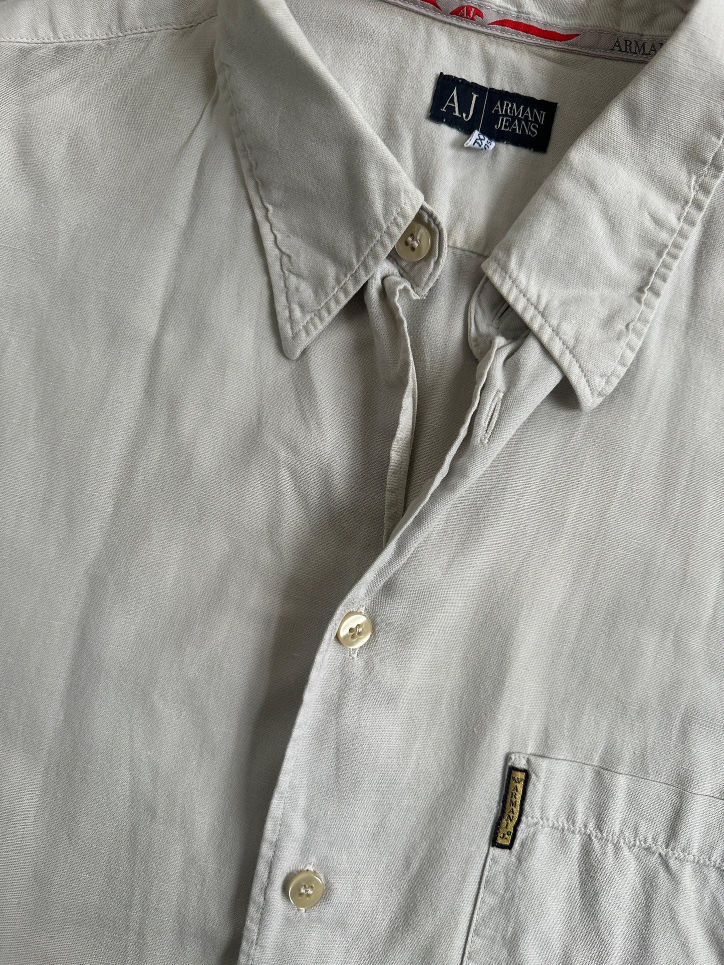 Armani Jeans Cotton Linen Logo Shirt - XL - Known Source