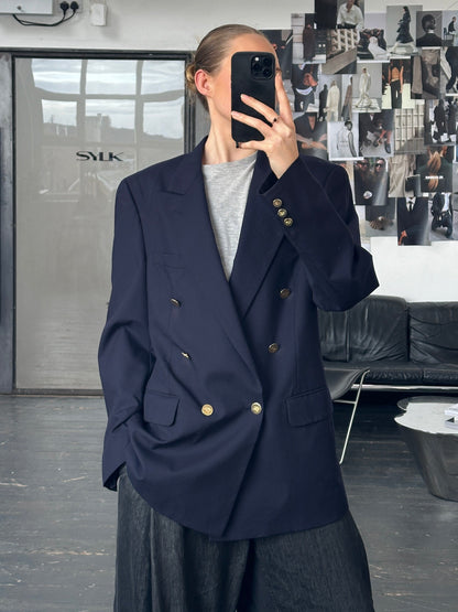 Burberry 1990s Double Breasted Bespoke Button Pure Wool Blazer - 42R/XL