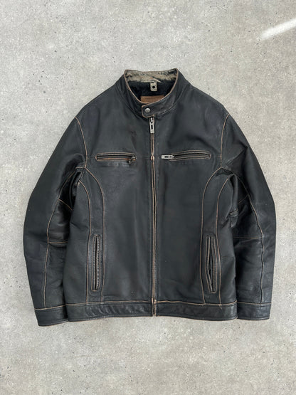 Guess Distressed Moto Leather Jacket - L