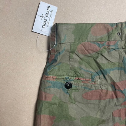 S/S 1990 Teal Green Ice Camouflage Pleated Shorts