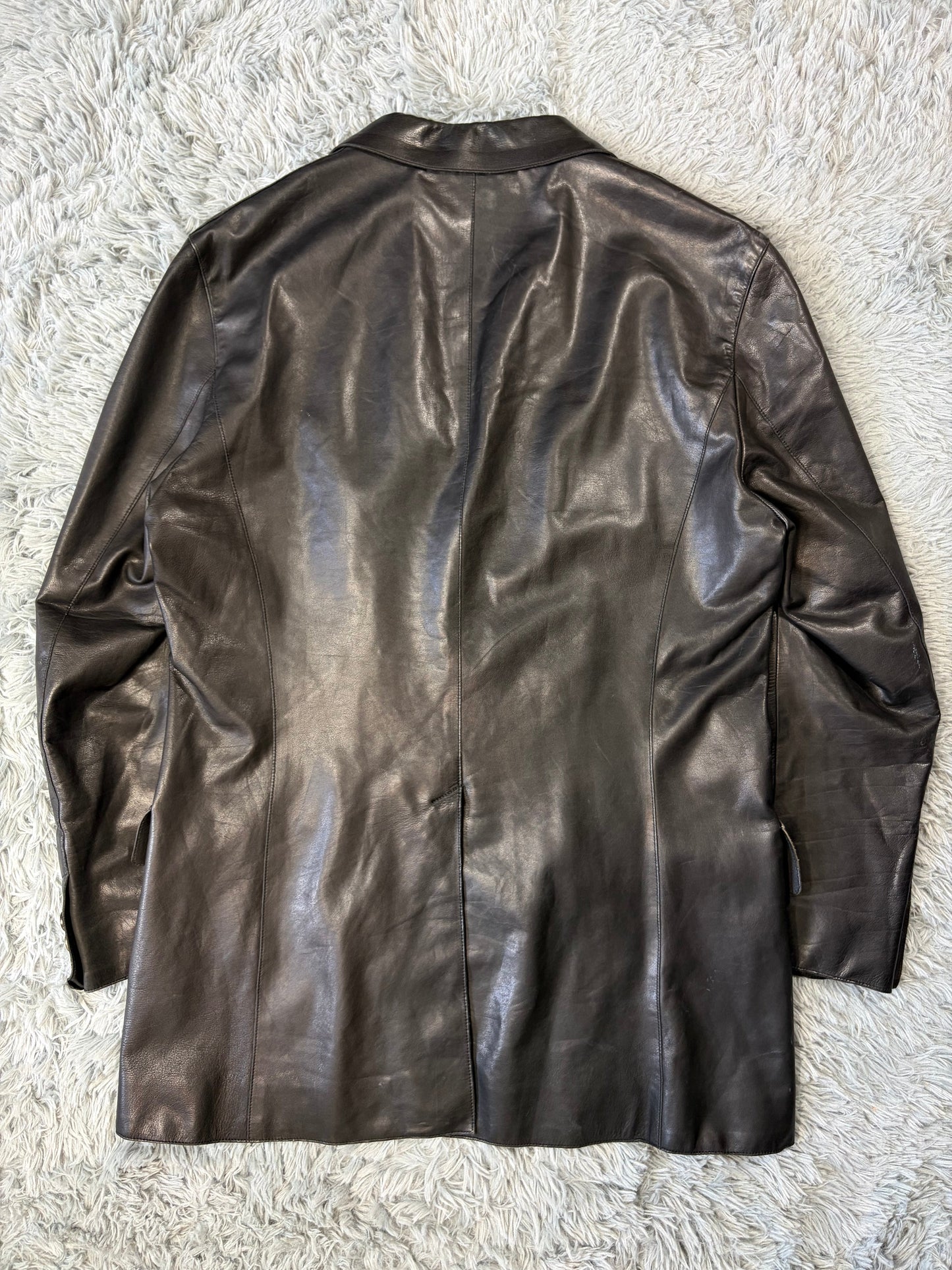 Prada Milano 00’s Black Leather Lined Asymmetric Blazer Coat - IT52 | O/S, Black