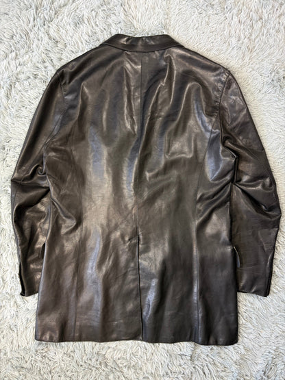 Prada Milano 00’s Black Leather Lined Asymmetric Blazer Coat - IT52 | O/S, Black