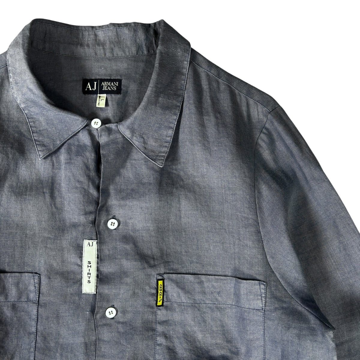 Armani Jeans 00’s Dual Pocket Linen Shirt L | Large, Grey