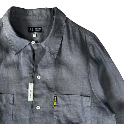 Armani Jeans 00’s Dual Pocket Linen Shirt L | Large, Grey