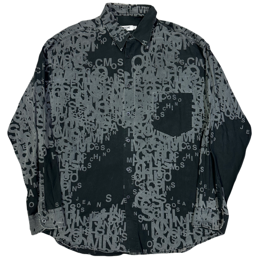 Moschino Monogram Shirt In Black & Grey ( XXL )