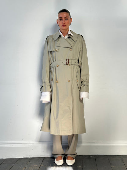 Italian Vintage Double Breasted Belted Trench Coat - XL