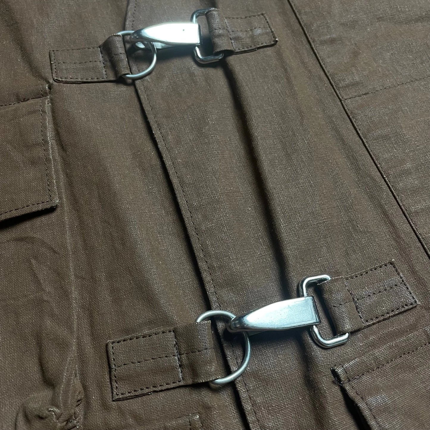 S/S 1993 Cocoa Brown Tela Stella Reflective Spell Out Utility Vest