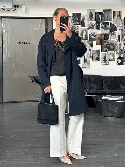 London Fog 1980s Double Breasted Belted Cotton Trench Coat - L/XL