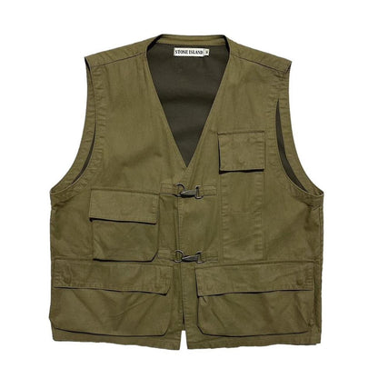 Stone Island Tela Stella Reflective Vest | Medium, Olive