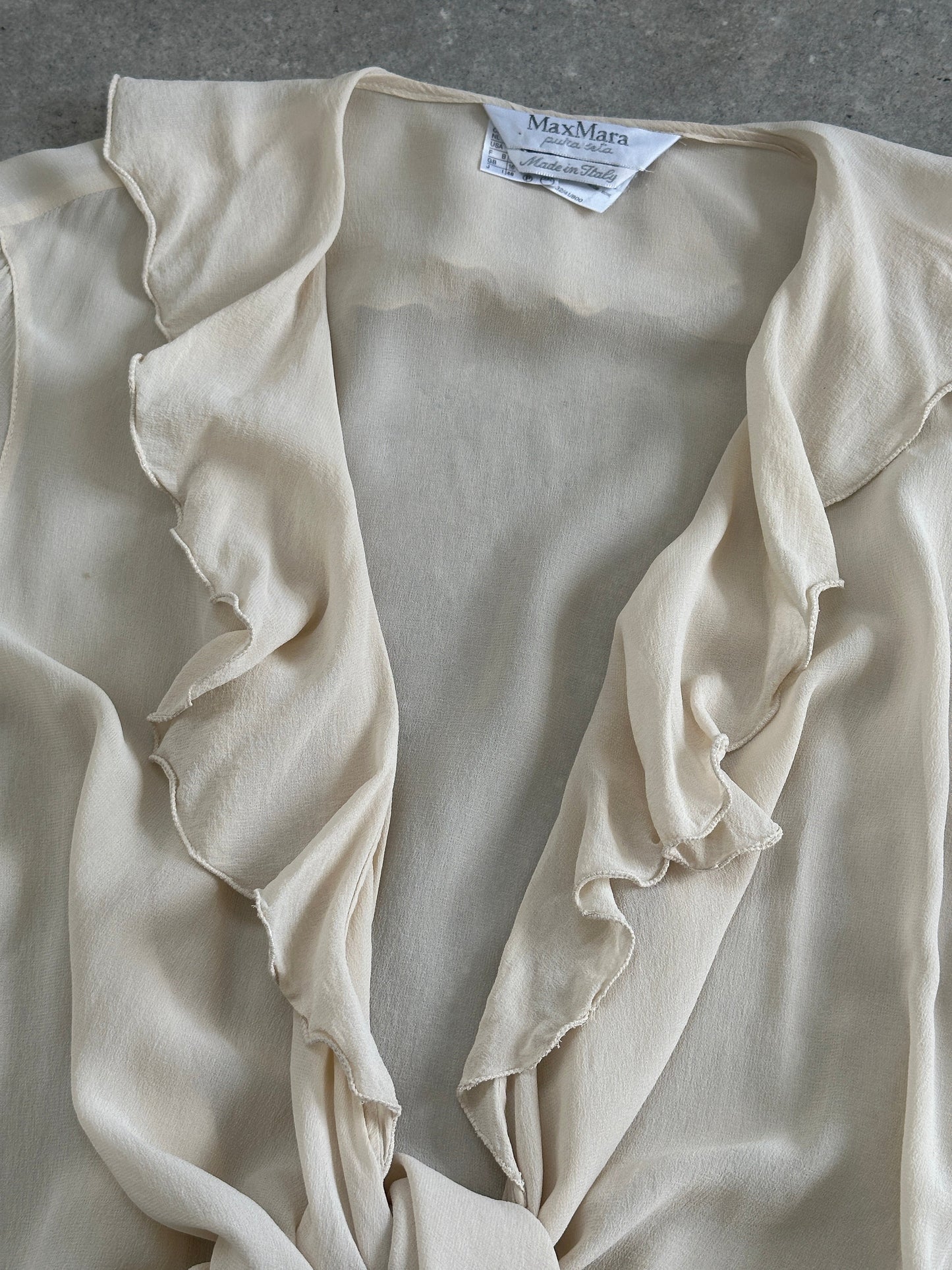 Max Mara Pure Silk Frill Wrap Blouse - L