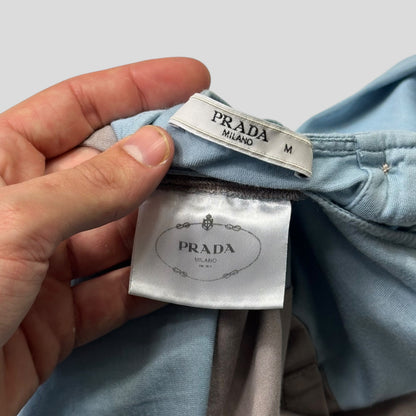 Prada 2015 Two-tone Buttoned Dixie Blouse Top - M | Medium, Blue