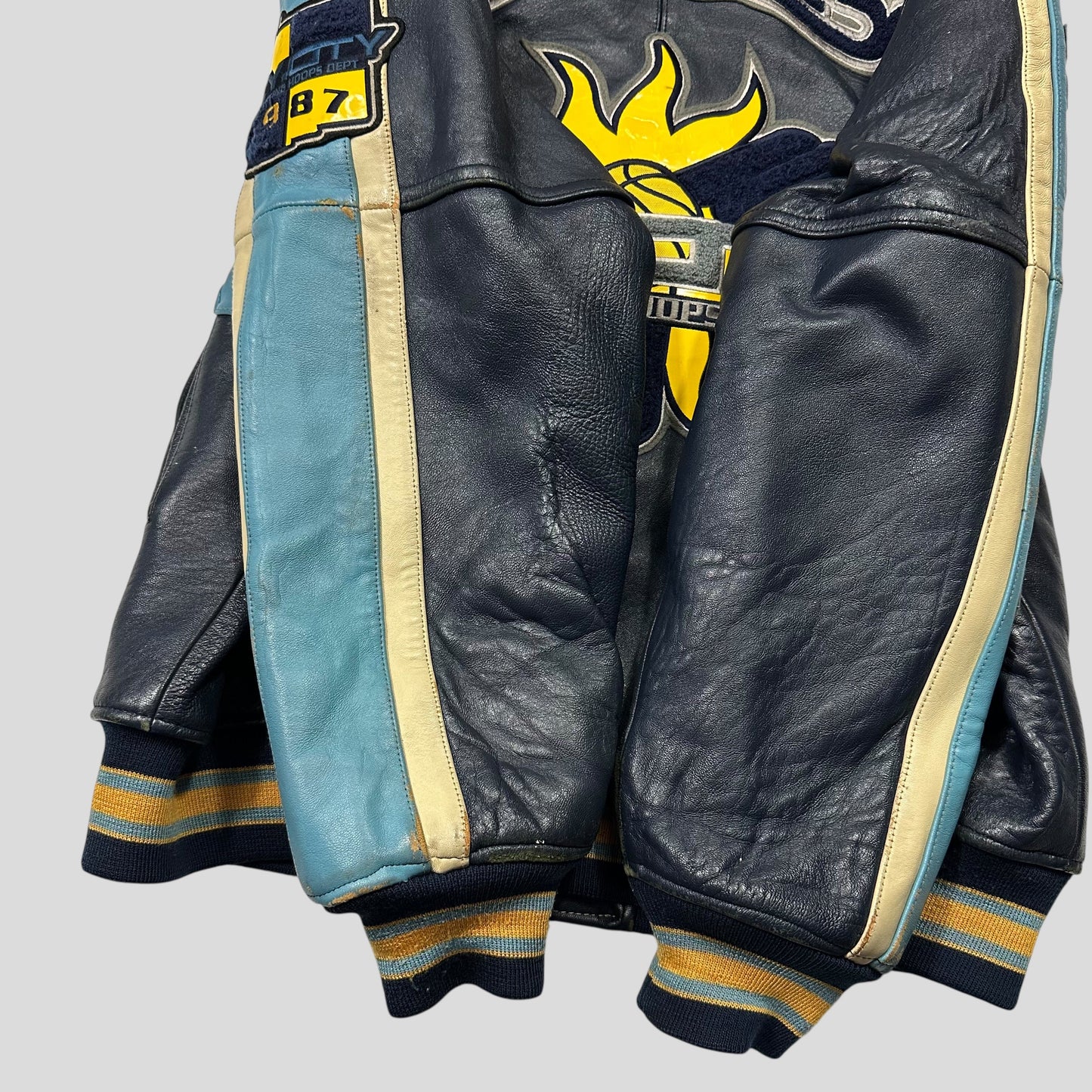 Avirex 90’s NYC Exciting Hoops Quilted Leather Varsity Jacket - XL | Default Title, Multicoloured