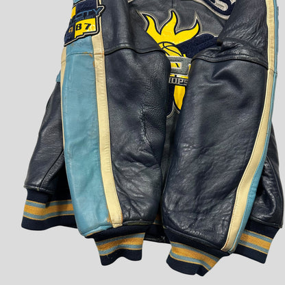 Avirex 90’s NYC Exciting Hoops Quilted Leather Varsity Jacket - XL | Default Title, Multicoloured