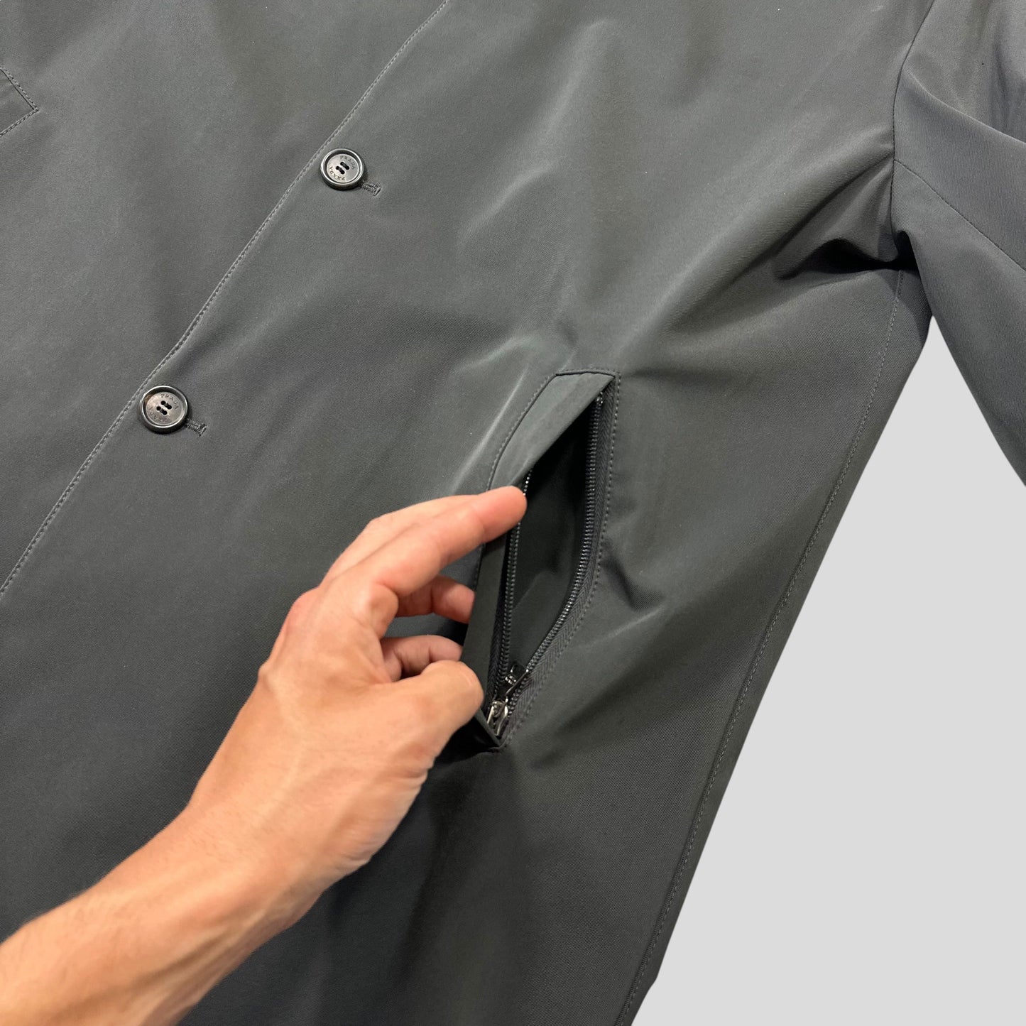 Prada AW00 Soft Touch Technical Polyester Grey Trench Coat - M/L | Default Title, Multicoloured
