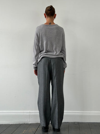 Christian Dior 1980s V Neck Logo Knitted Jumper - L/XL