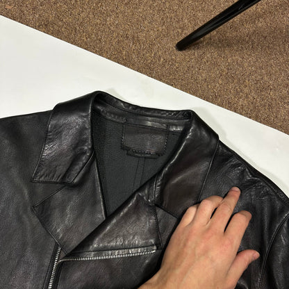 Prada FW99 Calf Leather Moto Long Jacket with Belt Bag - L