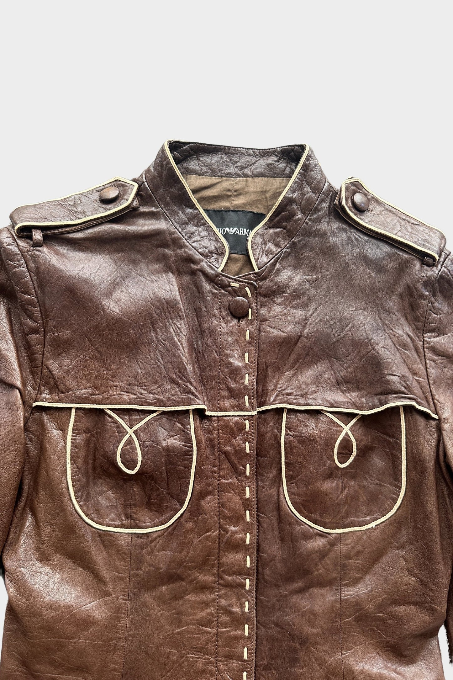 Emporio Armani 2005 Brown Leather Jacket