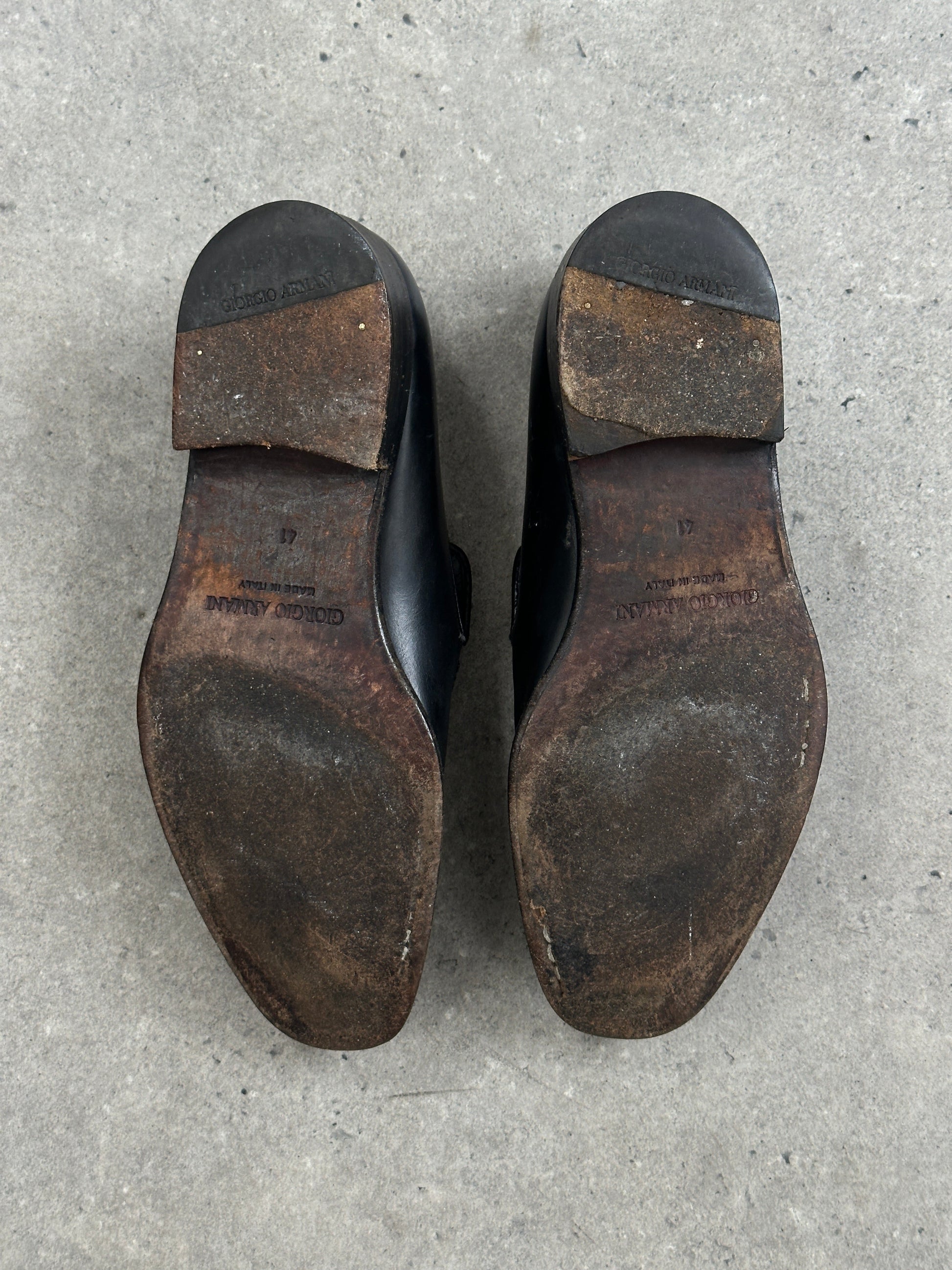 Giorgio Armani 1990s Leather Apron Toe Loafers - UK 7