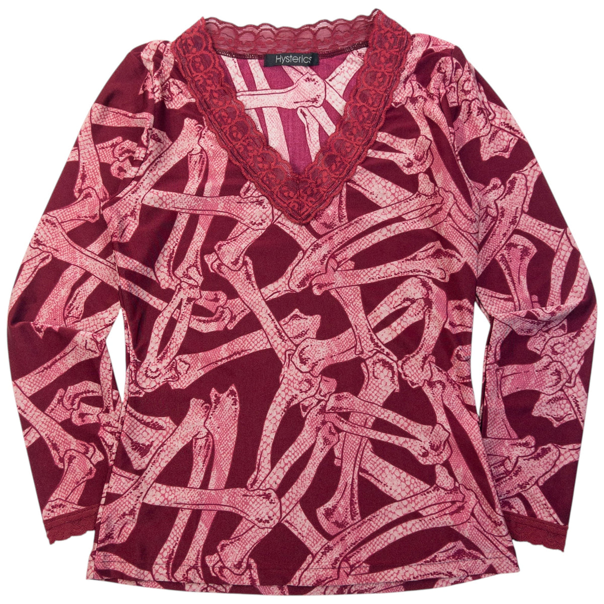 Vintage 90s Hysteric Glamour Bone Print Long Sleeve Top Womens Size S | Small, Multicoloured