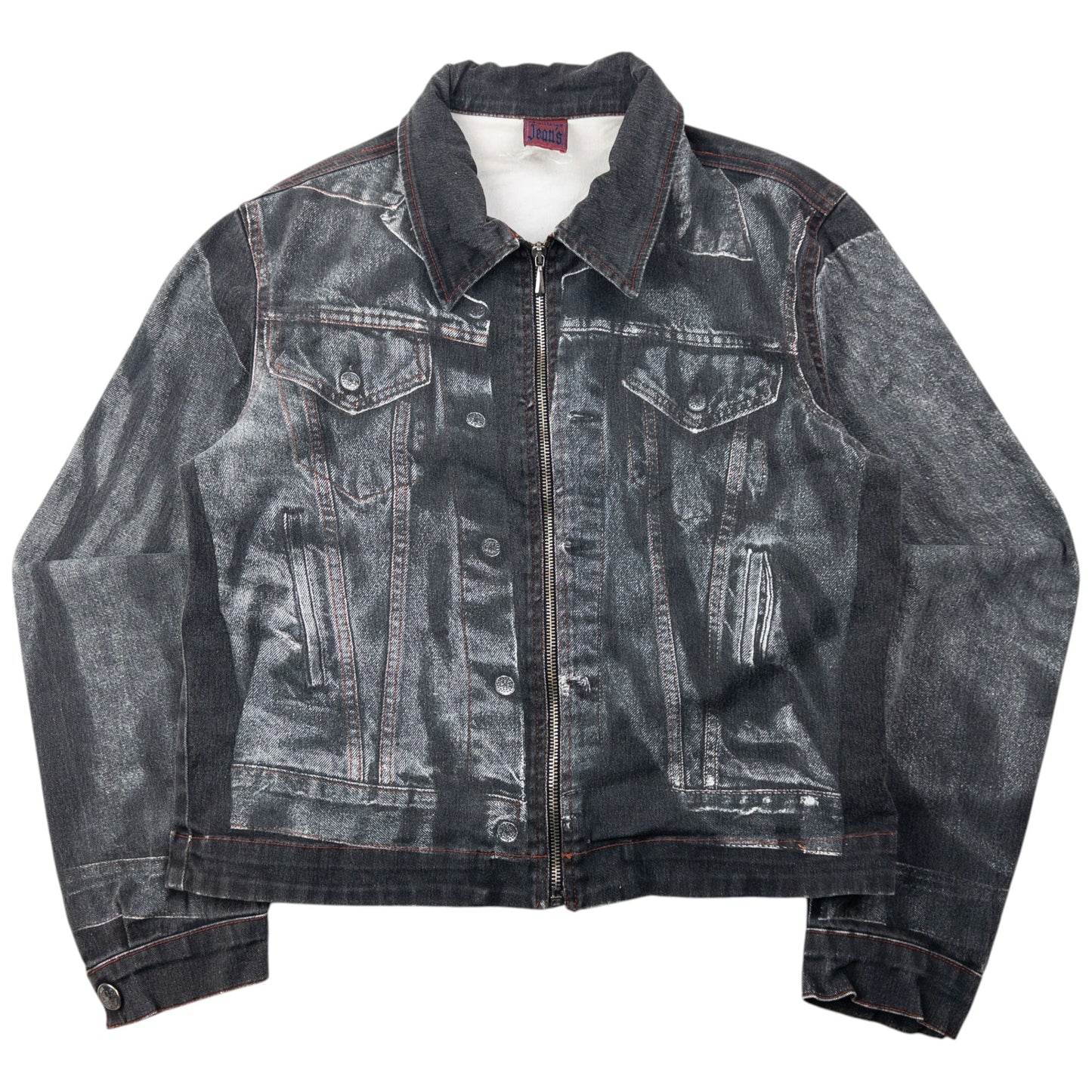Vintage 1998 Jean Paul Gaultier Trompe-L’œil Denim Print Jacket Womens Size M | Medium, Grey