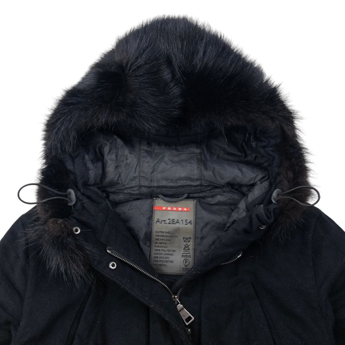 Vintage 2000s Prada Sport Raccoon Fur Wool Jacket Womens Size L 