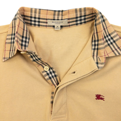 Vintage 2000s Burberry Nova Check Collar Long Sleeve Polo Shirt Size S | Small, Beige