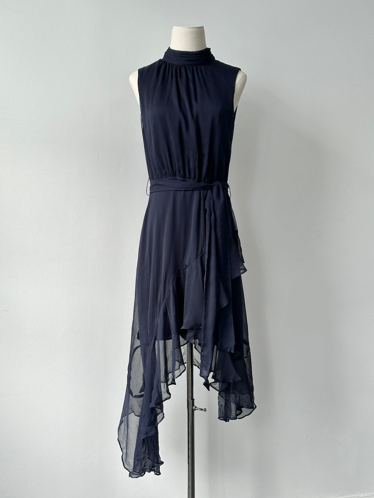 CeCe Asymmetric High Neck Sleeveless Dress - M