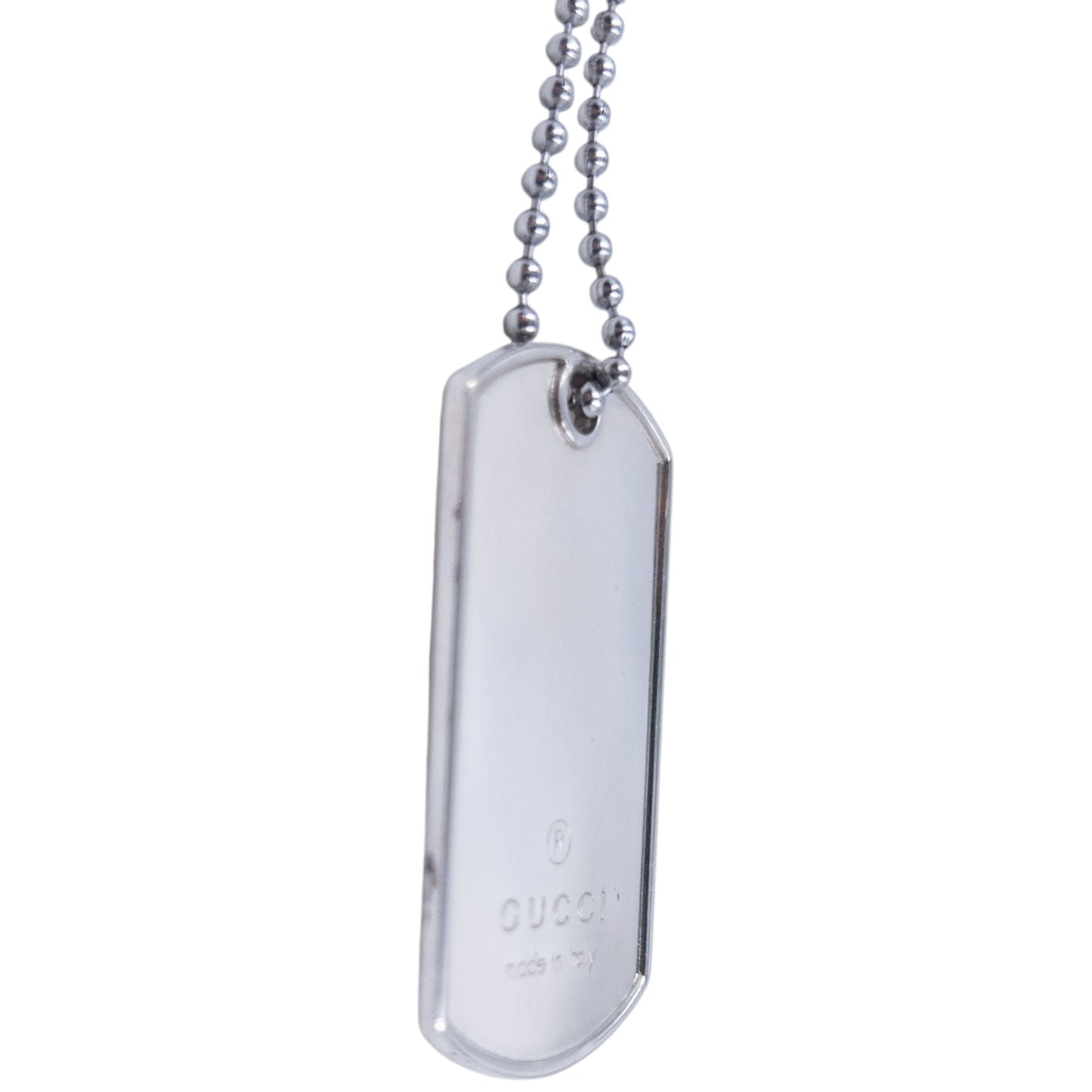 Vintage 2000s Gucci Embossed Dog Tag Necklace | O/S, Grey