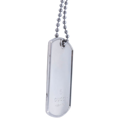 Vintage 2000s Gucci Embossed Dog Tag Necklace | O/S, Grey