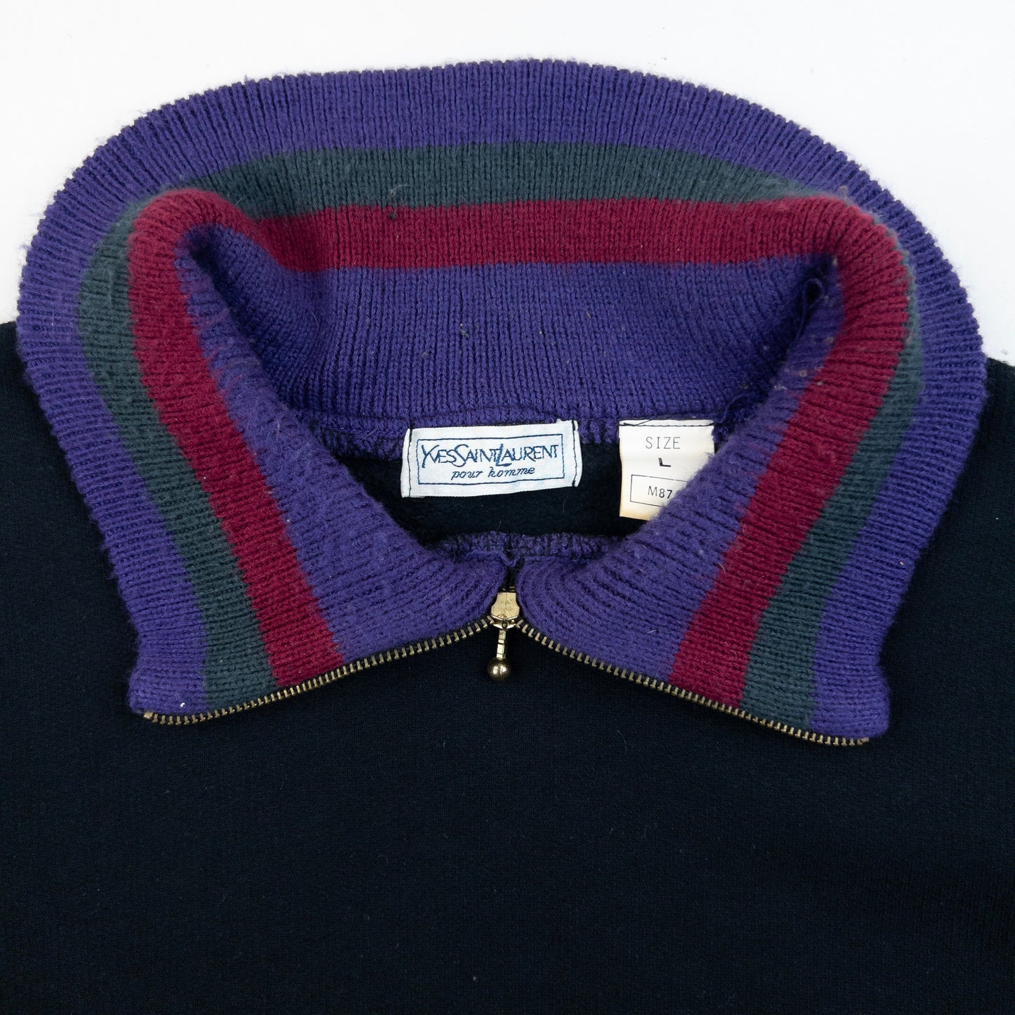Vintage 80s YSL Yves Saint Laurent Q Zip Sweatshirt Size M | Medium, Black