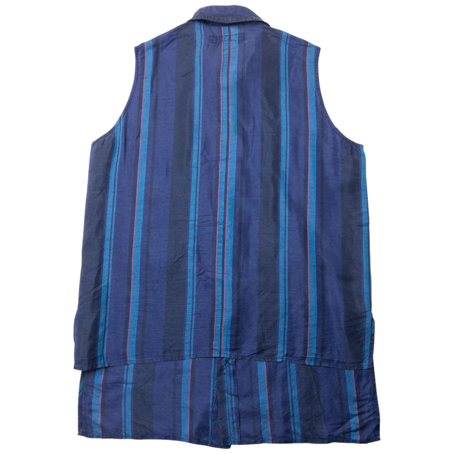 Vintage Yohji Yamamoto Striped Sleeveless Button Up Shirt Size S | Small, Navy
