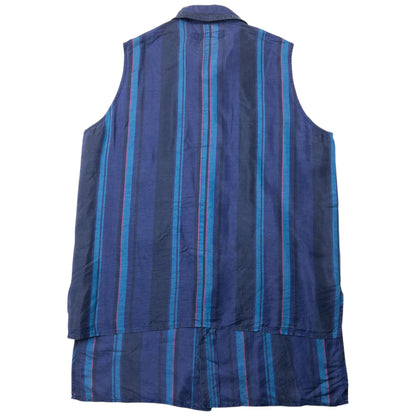 Vintage Yohji Yamamoto Striped Sleeveless Button Up Shirt Size S | Small, Navy