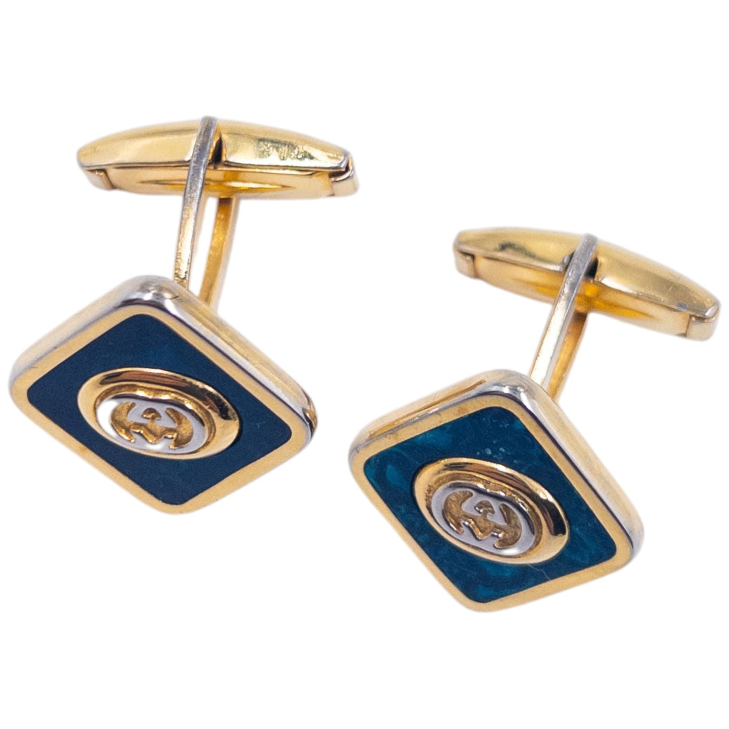 Vintage 80s Gucci Marble Pattern Cufflinks | O/S, Blue
