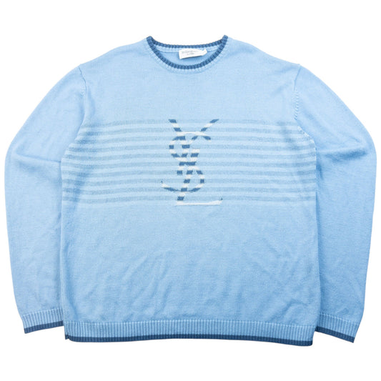 Vintage 2000s YSL Yves Saint Laurent Knit Jumper Size L | Large, Blue