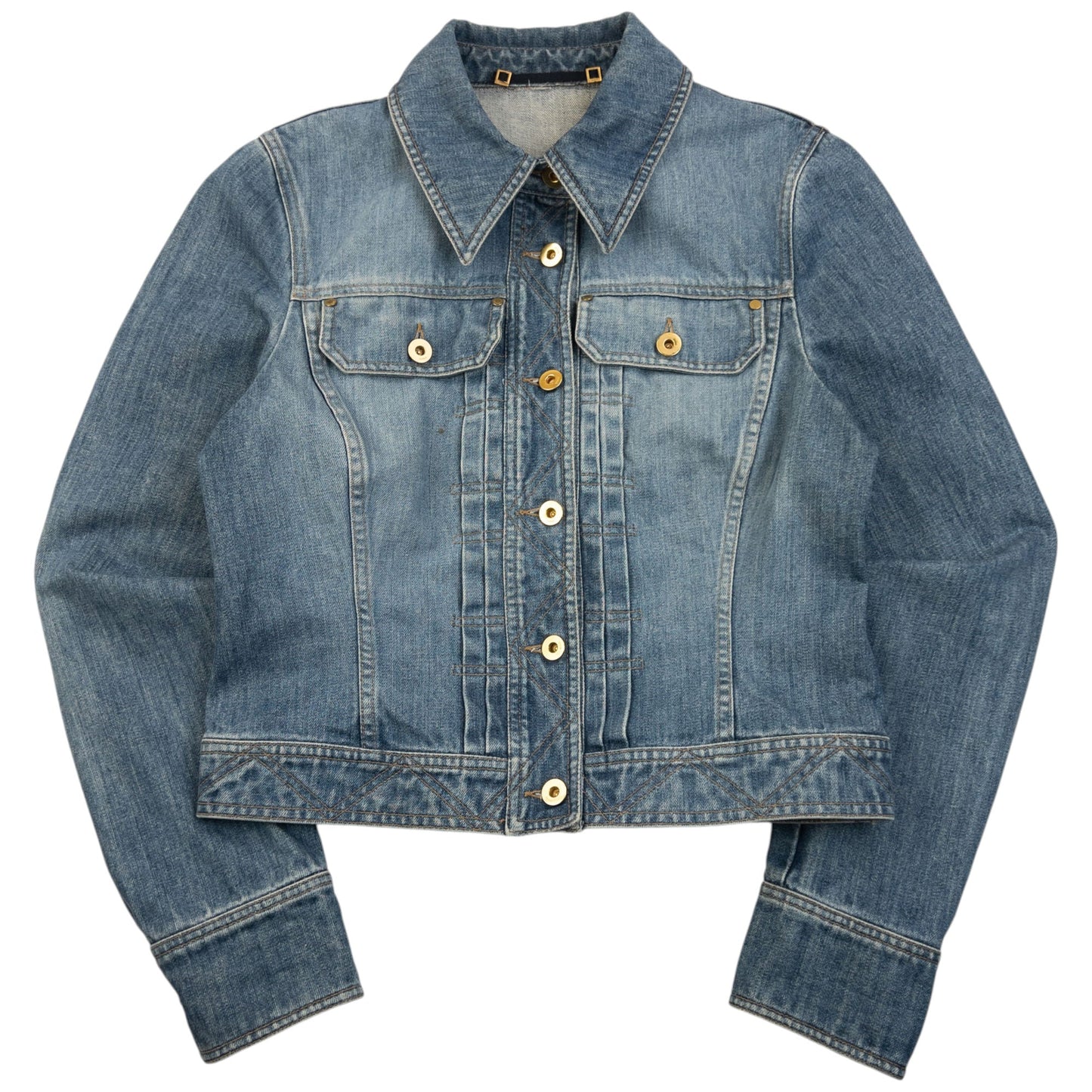 Vintage 2000s Gucci By Tom Ford Button Up Denim Jacket Womens Size S | Small, Blue