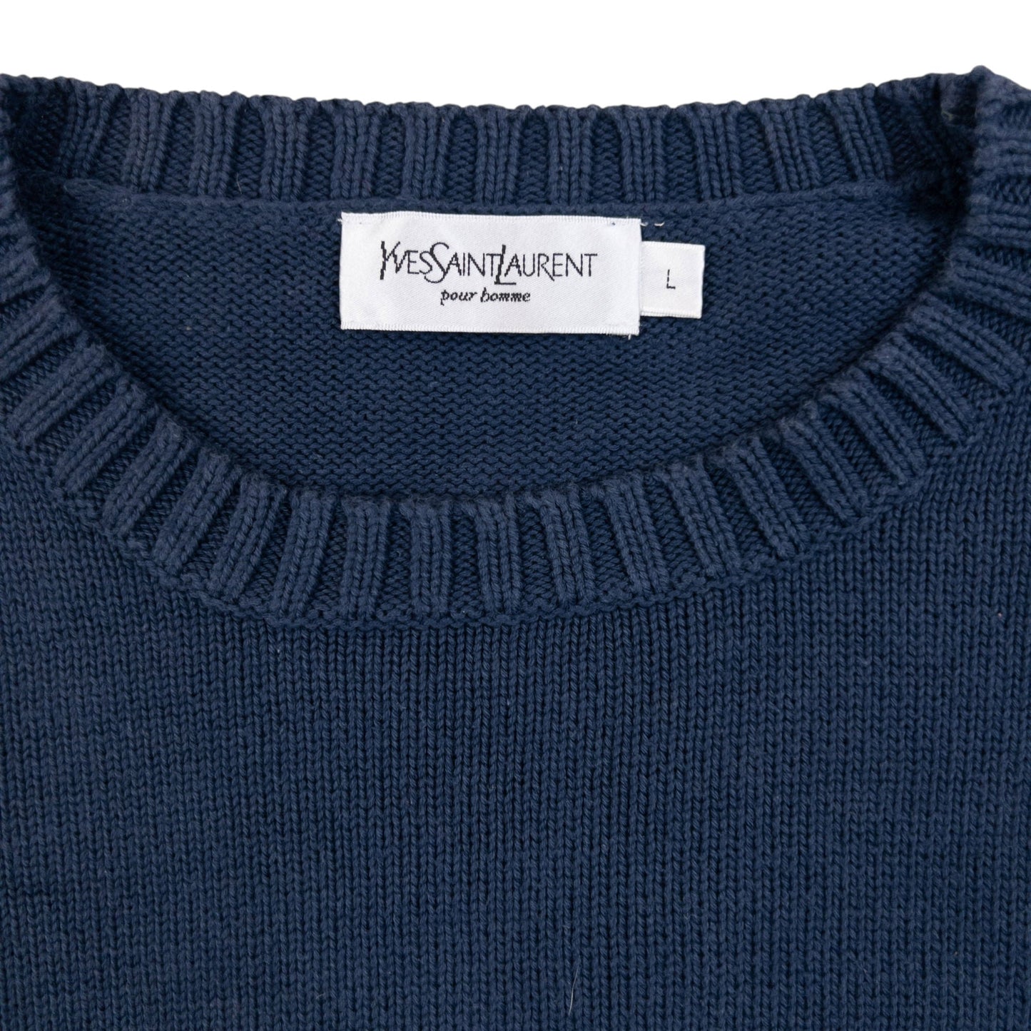 Vintage 2000s YSL Yves Saint Laurent Knit Jumper Size L | Large, Blue