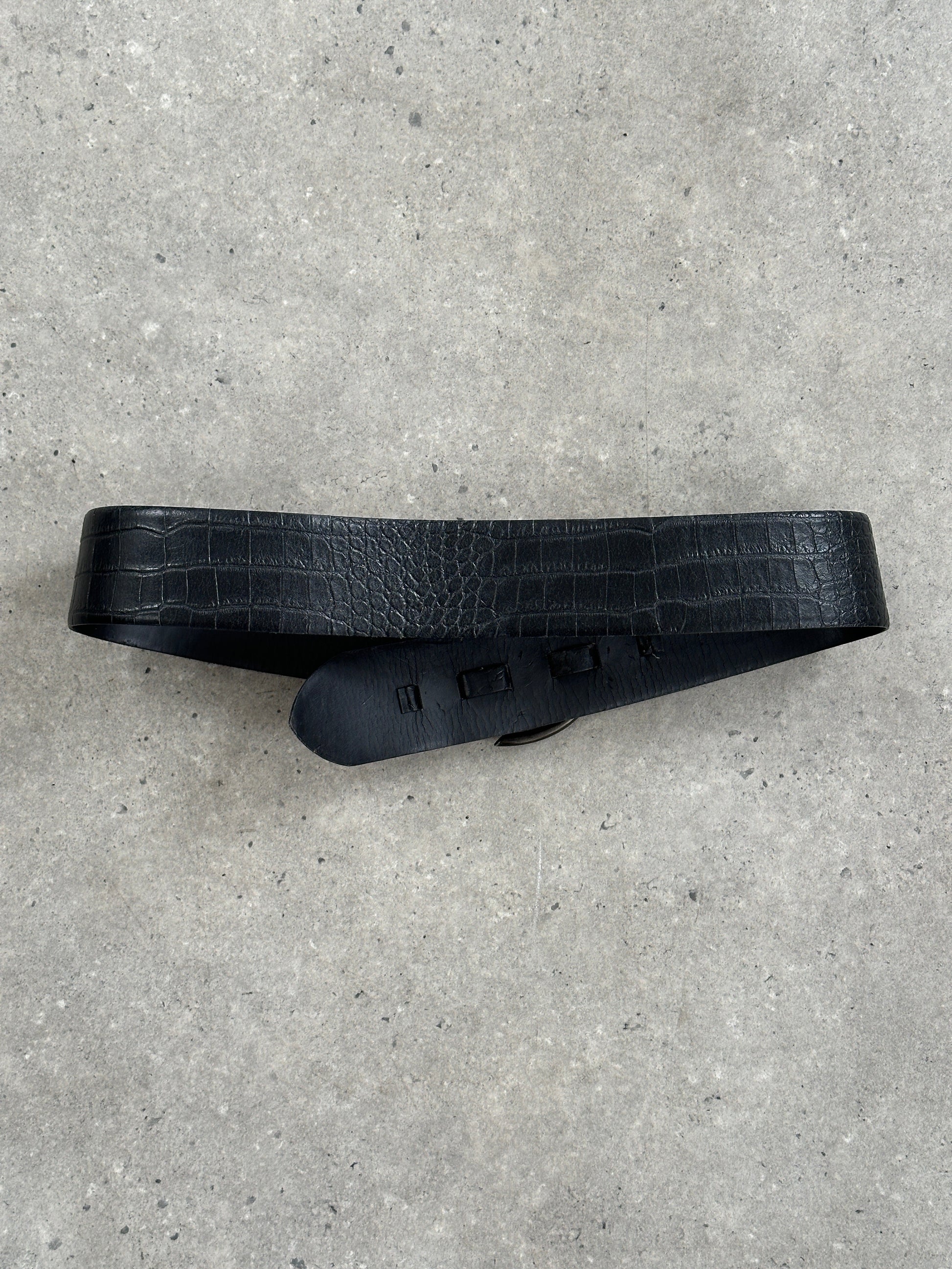 Vintage 1990s Leather D Ring Chunky Belt - W33-37