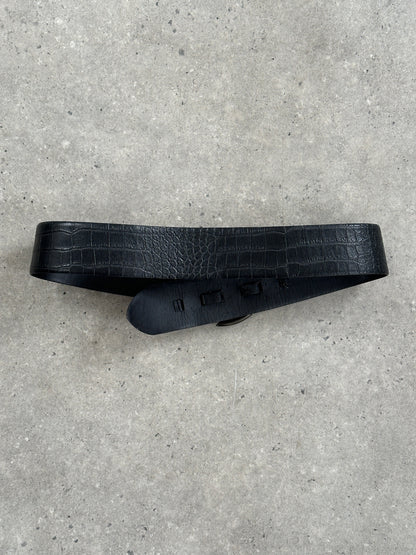 Vintage 1990s Leather D Ring Chunky Belt - W33-37