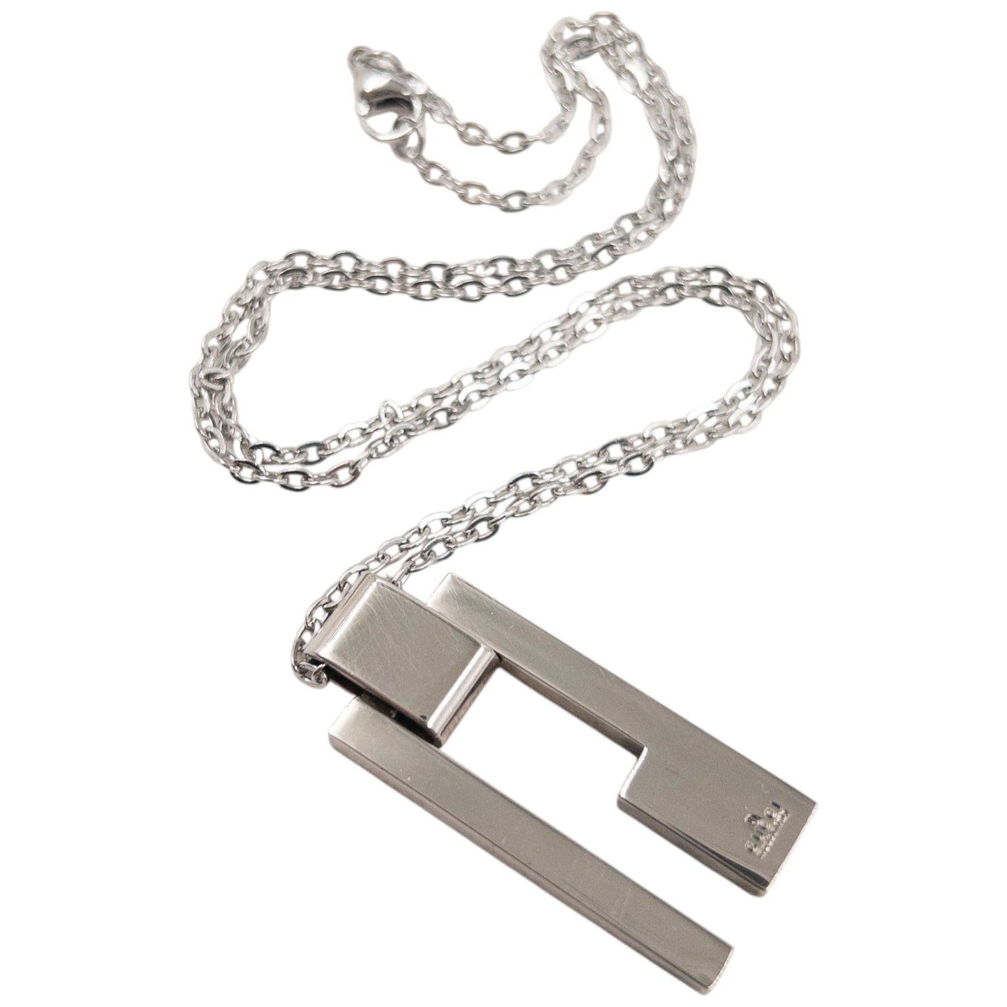 Vintage 2000s Gucci Silver G Plate Necklace | O/S, Grey