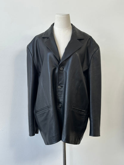 Vintage 1990s Oversized Smooth Leather Jacket - XL-XXL