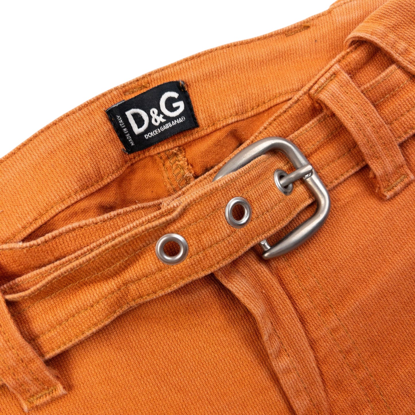 Vintage 2000s Dolce & Gabbana Belt Waist Flared Denim Jeans Womens Size W26 | W26, Orange