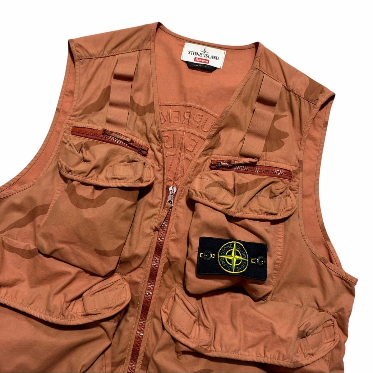 Stone Island Supreme Bushed Cotton Camo Vest | Small, Camo
