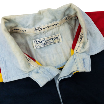 Vintage 90s Burberry Striped Long Sleeve Polo Shirt Size M | Medium, Red
